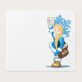 Weihnachtskarte mit Cartoon Snow Maiden - Postman (Außenseite Aufgefaltet)