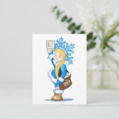 Weihnachtskarte mit Cartoon Snow Maiden - Postman (Stehend Vorderseite)