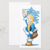 Weihnachtskarte mit Cartoon Snow Maiden - Postman (Vorne/Hinten)