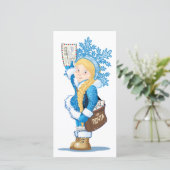 Weihnachtskarte mit Cartoon Snow Maiden - Postman (Stehend Vorderseite)