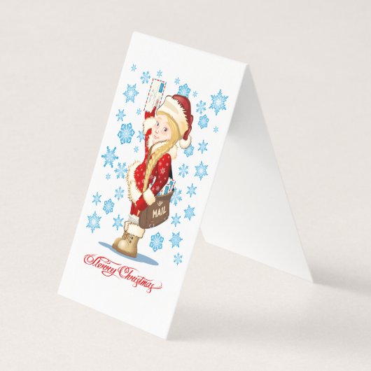 Weihnachtskarte mit Cartoon Snow Maiden - Postman (Vorderseite)