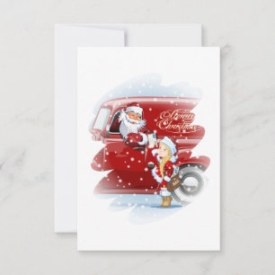 Weihnachtskarte mit Cartoon Snow Maiden - Postman