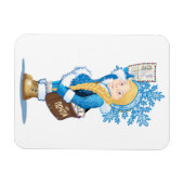 Weihnachtskarte mit Cartoon Snow Maiden - Postman Magnet (Horizontal)