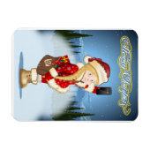 Weihnachtskarte mit Cartoon Snow Maiden - Postman Magnet (Horizontal)