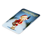 Weihnachtskarte mit Cartoon Snow Maiden - Postman Magnet (Linke Seite)