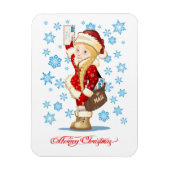 Weihnachtskarte mit Cartoon Snow Maiden - Postman Magnet (Vertikal)