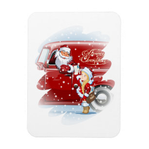 Weihnachtskarte mit Cartoon Snow Maiden - Postman Magnet
