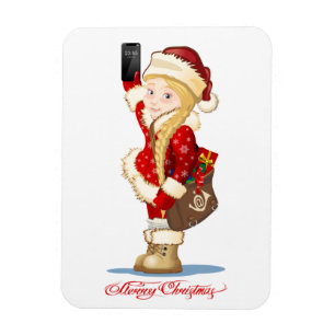 Weihnachtskarte mit Cartoon Snow Maiden - Postman Magnet