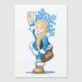Weihnachtskarte mit Cartoon Snow Maiden - Postman Magnetkarte (Vorderseite)