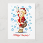 Weihnachtskarte mit Cartoon Snow Maiden - Postman Postkarte (Vorderseite)