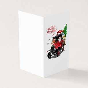 Weihnachtskarte mit Cartoon-Weihnachtsmann und Hir