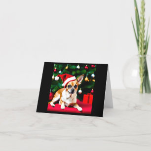 Weihnachtskarte mit Chihuahua in Weihnachtsmannmüt Feiertagskarte