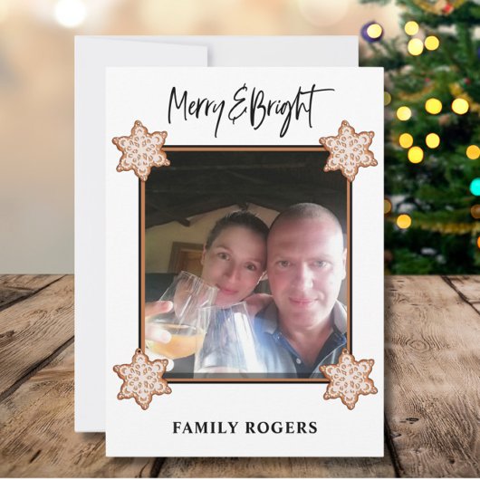 Weihnachtskarte mit Cookie-Foto flach Feiertagskarte