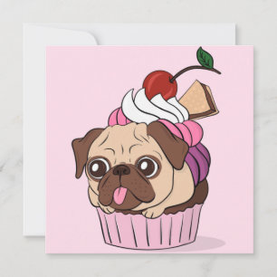 Weihnachtskarte mit Cupcake-Mops Feiertagskarte