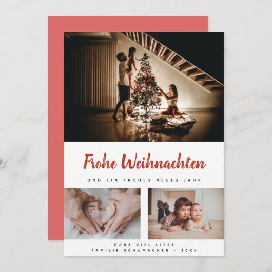 Weihnachtskarte mit deinen eigenen Fotos - Vorlage (Vorne/Hinten)
