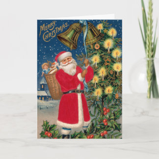 Weihnachtskarte mit dem Vintagen Weihnachtsmann Feiertagskarte
