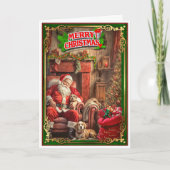 Weihnachtskarte mit dem Weihnachtsmann Karte (Vorderseite)