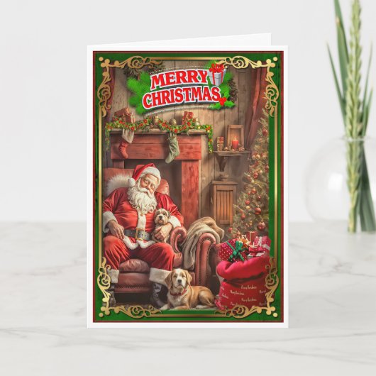 Weihnachtskarte mit dem Weihnachtsmann Karte (Vorderseite)