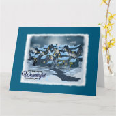 Weihnachtskarte mit Dorf für die Saison vorbereite Karte (Gelbe Blume)