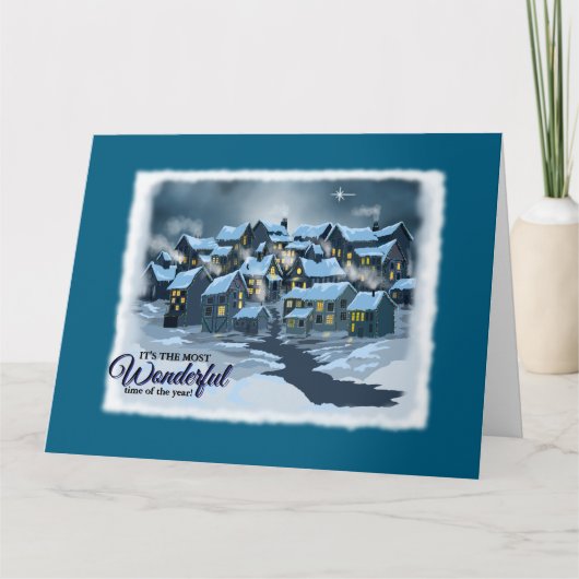 Weihnachtskarte mit Dorf für die Saison vorbereite Karte (Vorderseite)
