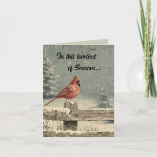 Weihnachtskarte mit editierbarer Kardinal auf eine Karte