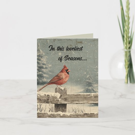 Weihnachtskarte mit editierbarer Kardinal auf eine Karte (Vorderseite)