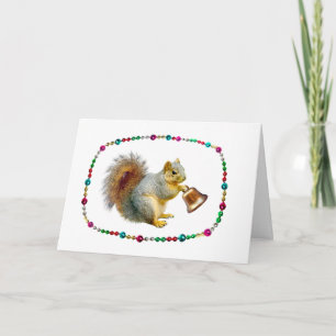 Weihnachtskarte mit Eichhörnchen und Glocke Karte