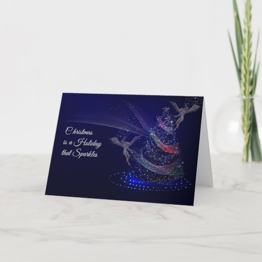 Weihnachtskarte mit einem funkelnden Baum Karte (Vorderseite)