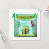 Weihnachtskarte mit einem Kamin Karte (Vorderseite/Rückseite Beispiel)