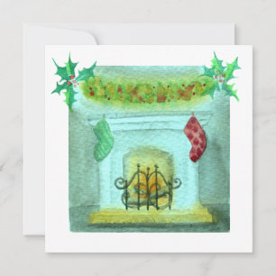 Weihnachtskarte mit einem Kamin Karte