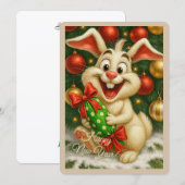 Weihnachtskarte mit einem Kaninchen Feiertagskarte (Vorne/Hinten)
