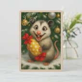 Weihnachtskarte mit einem Opossum Feiertagskarte (Stehend Vorderseite)
