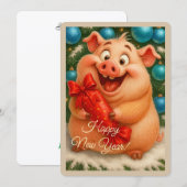 Weihnachtskarte mit einem Schweinchen Feiertagskarte (Vorne/Hinten)