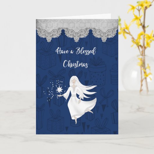 Weihnachtskarte mit Engel Karte (Gelbe Blume)