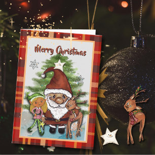 Weihnachtskarte mit fantasievollem Weihnachtsmann, Feiertagskarte