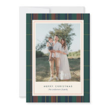 Weihnachtskarte mit festlichem Plaid-Tartan-Muster