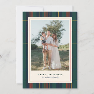 Weihnachtskarte mit festlichem Plaid-Tartan-Muster Feiertagskarte