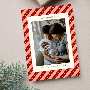 Weihnachtskarte mit festlichem roten Streifenstern Feiertagskarte