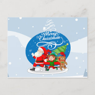 Weihnachtskarte mit festlichem Santa und Freunden Feiertagspostkarte