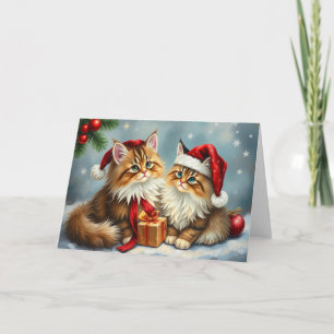 Weihnachtskarte mit festlichen Katzen Dankeskarte