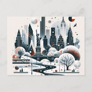 Weihnachtskarte mit festlichen New Yorker Lichtern Feiertagspostkarte