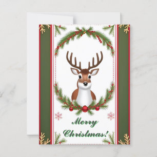 Weihnachtskarte mit festlichen Rentieren Postkarte