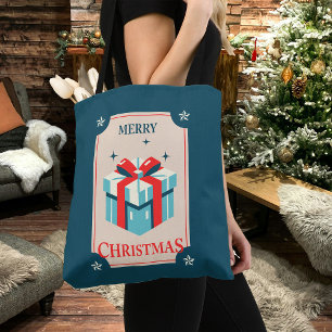 Weihnachtskarte mit festlicher Geschenkboxen Tasche