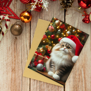 Weihnachtskarte mit festlicher Katze