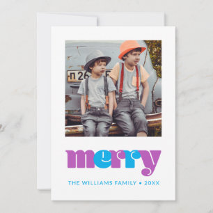 WEIHNACHTSKARTE MIT FOTO   Fröhlich in Rosa und Tü Feiertagskarte