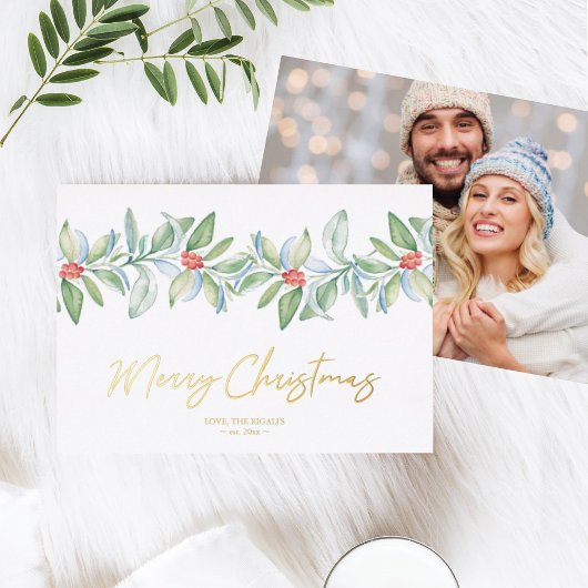 Weihnachtskarte mit Foto Stationery Folien Feiertagskarte