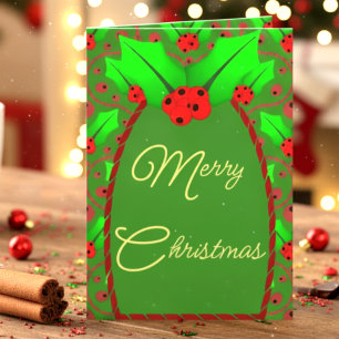Weihnachtskarte mit Foto, Stechpalme und Beeren Feiertagskarte