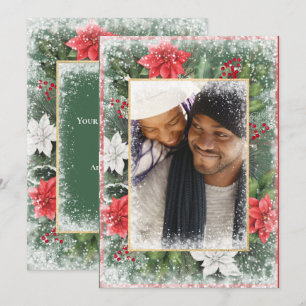 Weihnachtskarte mit Foto und grünem saisonalem Xma Feiertagskarte