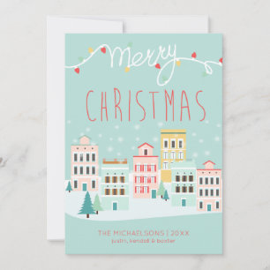 WEIHNACHTSKARTE MIT FOTO Weihnachtliche Stadtans Feiertagskarte