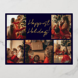 Weihnachtskarte mit Fotocollage Folien Feiertagspostkarte
